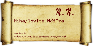 Mihajlovits Nóra névjegykártya